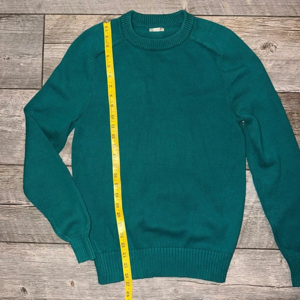 J. Crew Knit for J. Crew Teal Green Cotton Crew Neck Sweater XS